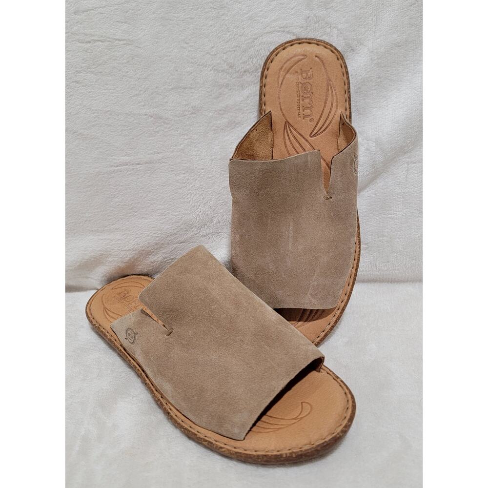 Born Mesilla Taupe Suede Slides Size 6